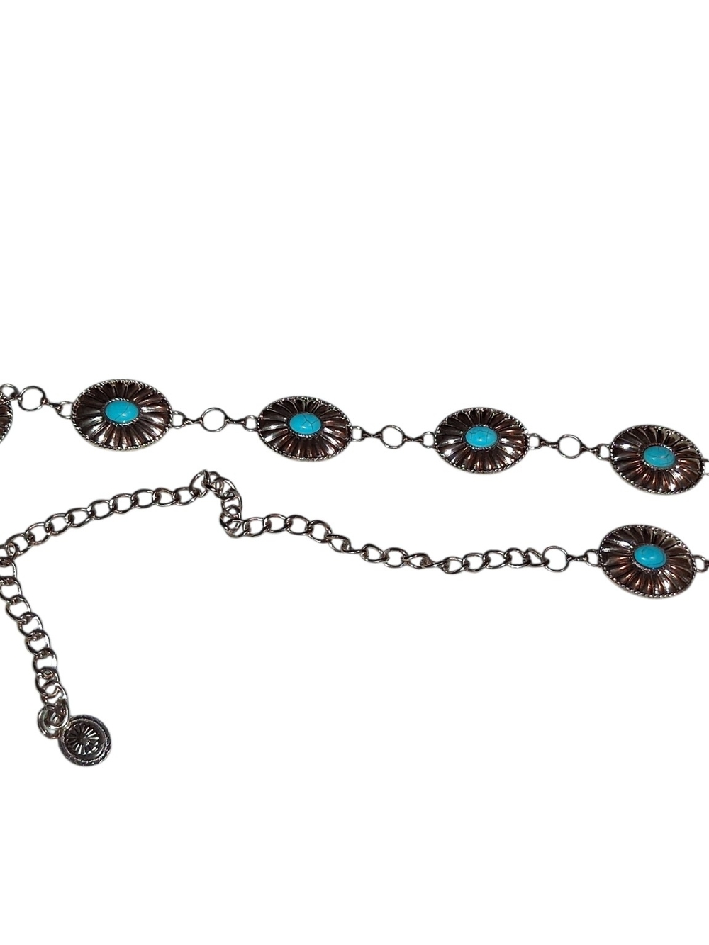 Gold Concho Belt with Faux Turquoise Accents